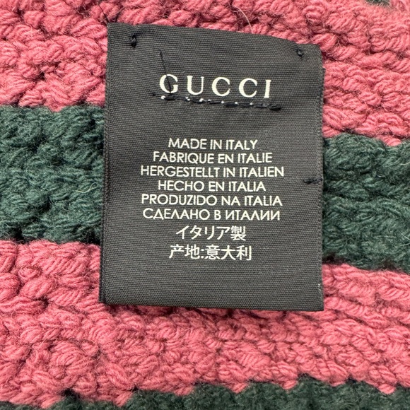 Auth Gucci X Long Thick Knit Pink Green Striped Muffler Stole Scarf - Picture 12 of 16